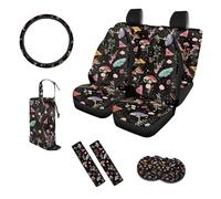 UOIMAG Floral Mushroom Moth Seat Cover for Cars Full Set 10pcs Vehicle Interior Accessories with Garbage Bag