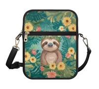 UOIMAG Floral Sloth Cross Body Bag Womens Cute Shoulder Bags Leather Phone Purse with Shoulder Strap