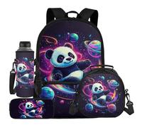 UOIMAG Galaxy Panda Backpack Kids School Bag and Lunhc Bag Set Space Water Bottle Holder Cute Pencil Case Sets 4pcs