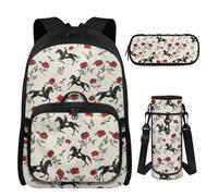 UOIMAG Girls Backpack 10-12 Years Old with Lunch Box Horse Race Pencil Case Water Bottle Holder 4 Piece Derby Run for The Roses Middle School Bags