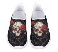 UOIMAG Goth Skull Walking Shoes for Women Slip On Casual Sneakers Lightweight Water Shoes EU36 UK4