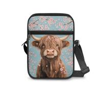UOIMAG Highland Cow Cross Body Shoulder Bags Women Cute Phone Purse Floral Small Messenger Bag