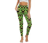 UOIMAG Jamaica Flag Leggings for Women with Pockets High Waisted Yoga Pants Butt Lift Size XS