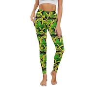 UOIMAG Jamaica Flag Leggings Womens Butterfly Yoga Pants with Pockets High Waisted Tummy Control Size S