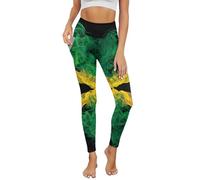 UOIMAG Jamaica Flag Women's Leggings with Pockets Butt Lift Workout Gym Yoga Pants Size XS