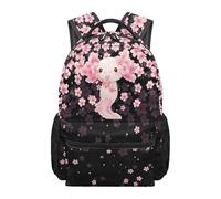 UOIMAG Little Girls Axolotl Backpack 6-8 Water Resistant Cute Floral School Backpack for Primary School