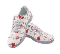 UOIMAG Nurse Shoes for Women Heart Print Walking Shoes Lightweight Lace Up Running Sneakers Size 4 EU37