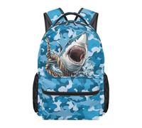 UOIMAG Shark Camo Backpack for Boys 10-12 Years Old Lightweight Water Resistant Backpack with Padded Straps for Elementary School