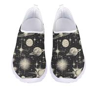 UOIMAG Space Slip On Shoes for Women Galaxy Planets Walking Shoes Casual Sneakers Lightweight Flats EU37