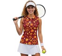 UOIMAG Thanksgiving Womens Golf Top Sleeveless Turkey Athletic Shirts Pumpkin Mushroom Collared Workout Tanks Racerback Activewear Size XS