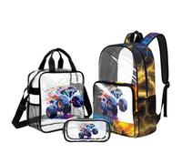 UOIMAG Tractor Backpack Clear Bookbag and Lunch Box Set for Boys 6-8 Cool Lightning Backpack Stadium-Ready for Sports Events Elementary School
