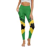 UOIMAG Women's Leggings Jamaica Flag Yoga Pants High Waisted Workout Leggings with Pockets Size XL