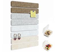 Uoisaiko Felt Pin Board Bar 33cm x 5cm, 8 Pack Cork Board Bulletin Board Strips with 40 Push Pins, Home Office Memo Notice Boards Felt Wall Tiles Milk Tea Tone