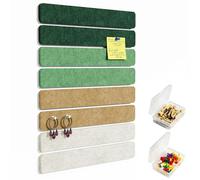 Uoisaiko Felt Pin Board Bar 33cm x 5cm, 8 Pack Cork Board Bulletin Board Strips with 40 Push Pins, Home Office Memo Notice Boards Felt Wall Tiles Earthy Forest