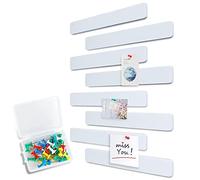 Uoisaiko Felt Pin Board Bar 33cm x 5cm, 8 Pack Cork Board Bulletin Board Strips with 40 Push Pins, Home Office Memo Notice Boards Felt Wall Tiles