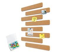 Uoisaiko Felt Pin Board Bar 33cm x 5cm, 8 Pack Cork Board Bulletin Board Strips with 40 Push Pins, Home Office Memo Notice Boards Felt Wall Tiles