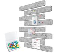 Uoisaiko Felt Pin Board Bar 33cm x 5cm, Pack of 8 Bulletin Board Strips with 40 Push Pins, Home Office Memo Notice Boards Felt Wall Tiles (Light Grey, Small)