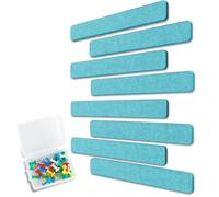 Uoisaiko Felt Pin Board Bar 33cm x 5cm, Pack of 8 Bulletin Board Strips with 40 Push Pins, Home Office Memo Notice Boards Felt Wall Tiles (Turquoise, Small)