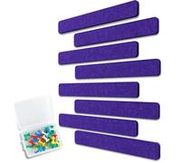 Uoisaiko Felt Pin Board Bar 33cm x 5cm, Pack of 8 Bulletin Board Strips with 40 Push Pins, Home Office Memo Notice Boards Felt Wall Tiles (Dark Purple, Small)