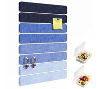 Uoisaiko Felt Pin Board Bar 38cm x 5cm, 8 Pack Cork Board Bulletin Board Strips with 40 Push Pins, Home Office Memo Notice Boards Felt Wall Tiles Sea Salt Blue