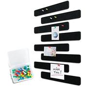 Uoisaiko Felt Pin Board Bar 38cm x 5cm, 8 Pack Cork Board Bulletin Board Strips with 40 Push Pins, Home Office Memo Notice Boards Felt Wall Tiles