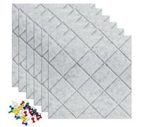 Uoisaiko Large Felt Board Tiles 30x30cm,Pack of 6 Bulletin Board with 40 Pins Notice Boards for Home Office Kitchen, Self Adhesive Pin Board Wall Tiles for Photos Memos