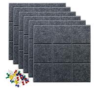 Uoisaiko Large Felt Board Tiles with 30 Pins, 30x30cm Pack of 6 Bulletin Board Notice Boards for Home Office Kitchen, Self Adhesive Pin Board Wall Tiles for Photos Memos