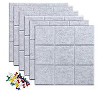 Uoisaiko Large Felt Board Tiles with 30 Pins, 30x30cm Pack of 6 Bulletin Board Notice Boards for Home Office Kitchen, Self Adhesive Pin Board Wall Tiles for Photos Memos