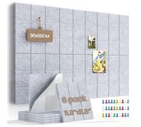 Uoisaiko Large Felt Pin Board for Walls: 90 x 60cm Notice Boards for Home Office Kitchen Self Adhesive Vision Board for Photos Memos 6 Packs Grey Bulletin Board with 30 Pins