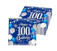 Uojlvlr100th birthday napkins40PCS in blue and silver100th birthday celebration party decoration napkins table decorations party supplies for men and womennavy blue evening napkins