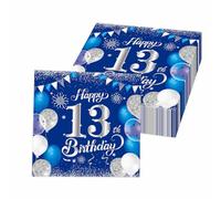 Uojlvlr13th Birthday Napkins 40PCS Blue and Silver 13th Birthday Celebration Party Decoration Birthday Table Decoration Boys and Girls Party Supplies Navy Blue Evening Napkins