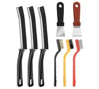 Uoking 8 Pcs Cleaning Tool Set - 3Pcs Crevice Cleaning Brush, Groove Gap Cleaning Brush, 3Pcs Stainless Steel Brass Nylon Brush with 2Pcs Oven Cleaning Tool Non-Scratch for Home Kitchen Cleaning