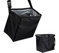 Uoking Car Bin, Hanging Car Trash Bag, Foldable Black Portable Waterproof and Leak-Proof Rubbish Container for Car/SUV/Truck/Minivan, Road Trip Gift