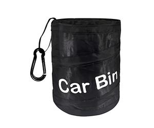 Uoking Car Bin Tidy - Portable Collapsible Car Trash Can Pop-up Waterproof Car Trash Bin with 1 Hook Hanging Car Rubbish Bin for Front/Back of Car - Black