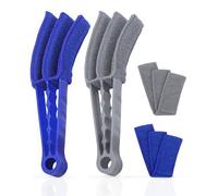 Uoking Venetian Blind Cleaner - 2 Pcs Window Blinds Cleaner Duster Brush Tool Removable Washable With 4 Microfibre Sleeves for Venetian Blinds, Air Conditioner and Car AC Vent