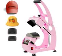 UOKRR Hat Press Hat Press Heat Machine for Caps with LCD Control, Hat Heat Press with 2 Interchangeable Plates & Caps Stretcher for Vinyl, Sublimation, Heat Transfer (Pink)