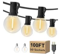 UOLOB 100FT Outdoor LED String Lights with 50+2 Shatterproof G40 Vintage Bulbs,Shatterproof &Waterproof Patio Lights for Porch, Deck, Garden, Backyard, Balcony - 2700K Warm White