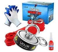Uolor Double Sided Complete Fishing Magnet Kit for Magnet Fishing 400KG Strong Pull Force - Includes 20M Rope with Carabiner, Gloves, Threadlocker for Retrieving Items in River, Lake, Beach, Lawn