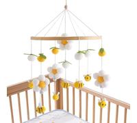 Uomianty Mobile for Crib | Wooden Decoration - with Pom-Poms Flowers Bees Wood Crib Mobile | for Young Children Kindergarten Playroom Stroller