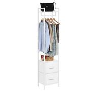 UOMIO 180CM Tall Clothes Rack with Drawers, Freestanding Clothes Rail Hanger Stable and Narrow Coat Racks with Storage for Entryway Bedroom Cloakroom(White)