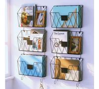 UOMIO 6 Pack Magazine Rack Black Wall Mounted Document Holder With Label Board Magazine File Holder No Drilling Required Wall File Holder Hanging Type for Home Office Classroom