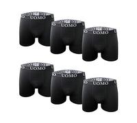 UOMO Collection 6 Pack Cotton Basic Solid Boxer Briefs Comfy Soft, Black Pack6, 3XL