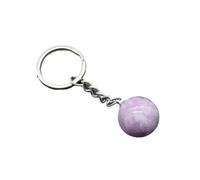 UOMSKTY Crystal Gemstone Keyring 20Mm Round Ball Keychain,Natural Crystal Red Agate Tiger Eye Stone Ball Pendant Jewelry,Natural Stones Keyring For Women Men Bag Decor,Lilac,7.5Cm