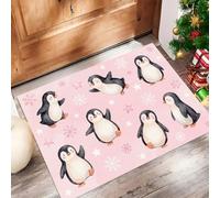UOMSKTY Cute Animals Washable Door Mats Indoor & Outdoor - Non-Slippery Heavy Duty - Perfect Dust Grabbing Doormats Penguins, Snowflakes, Stars Soft Powder