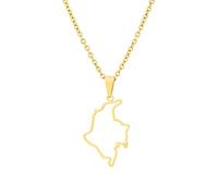 UOMSKTY Fashion Colombia Country Maps Necklace Pendant - 2.6Cm Outline Colombia Map Pendant Necklace,Map Of Columbia Necklaces,Collarbone Chain Necklaces Jewelry,Yellow,50Cm Or 19.7 Inches