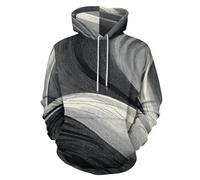 UOMSKTY Gray Lines Long Sleeve Unisex Hoodies, 3D Print Abstract Curves Pullover Hooded, Soft and comfy Adult Top Black Sweatshirt Hoodies with Big Pockets for Men 5XL