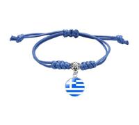 UOMSKTY Greece Flag Braided Bracelet - Adjustable Navy Blue Woven Bangle Patriotic Jewellery Couple Gem Wristband, Charm Novelty Flag Badge Pendant Souvenir Graduation Gift,Adjustable