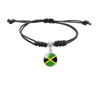 UOMSKTY Jamaica Flag Braided Bracelet - Adjustable Layered Woven Bangle Patriotic Jewelry Couple Wristband, Unisex Charm Chic National Flag Badge Pendant Souvenir Graduation Gift,Adjustable