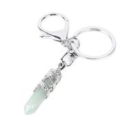 UOMSKTY Natural Gem Stone Keychains - Hexagonal Prism Point Pendant Lapis Lazuli White Crystal Opal Key Ring,Crystal Stone Keychain Car Key Rings For Women Men Girls,Green Aventurine,10.6