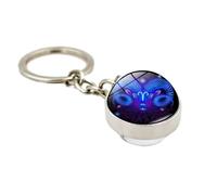 UOMSKTY Psc 12 Constellation Luminous Key Chains - Creative Double Side Glass Luminous Pendant Keychain - Glow In The Dark Zodiac Sign Key Rings Birthday Gift,8Cm